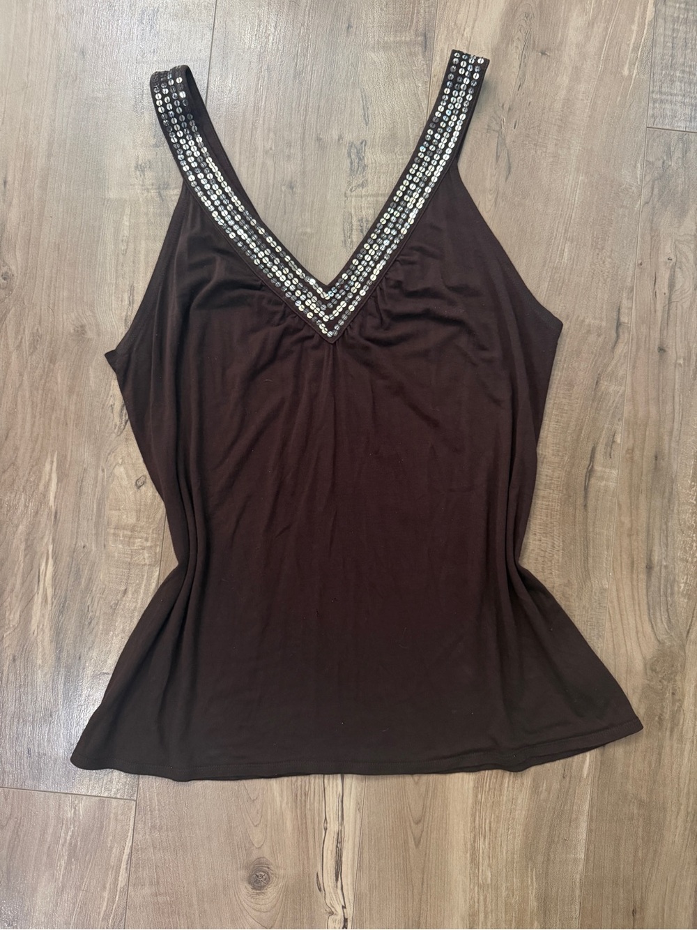 Y2K Brown Michael Kors sequin flowy tank top - Large